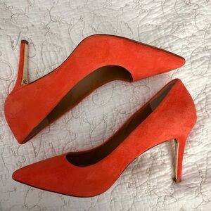 Tory Burch Vibrant Orange Suede Heels Size 8